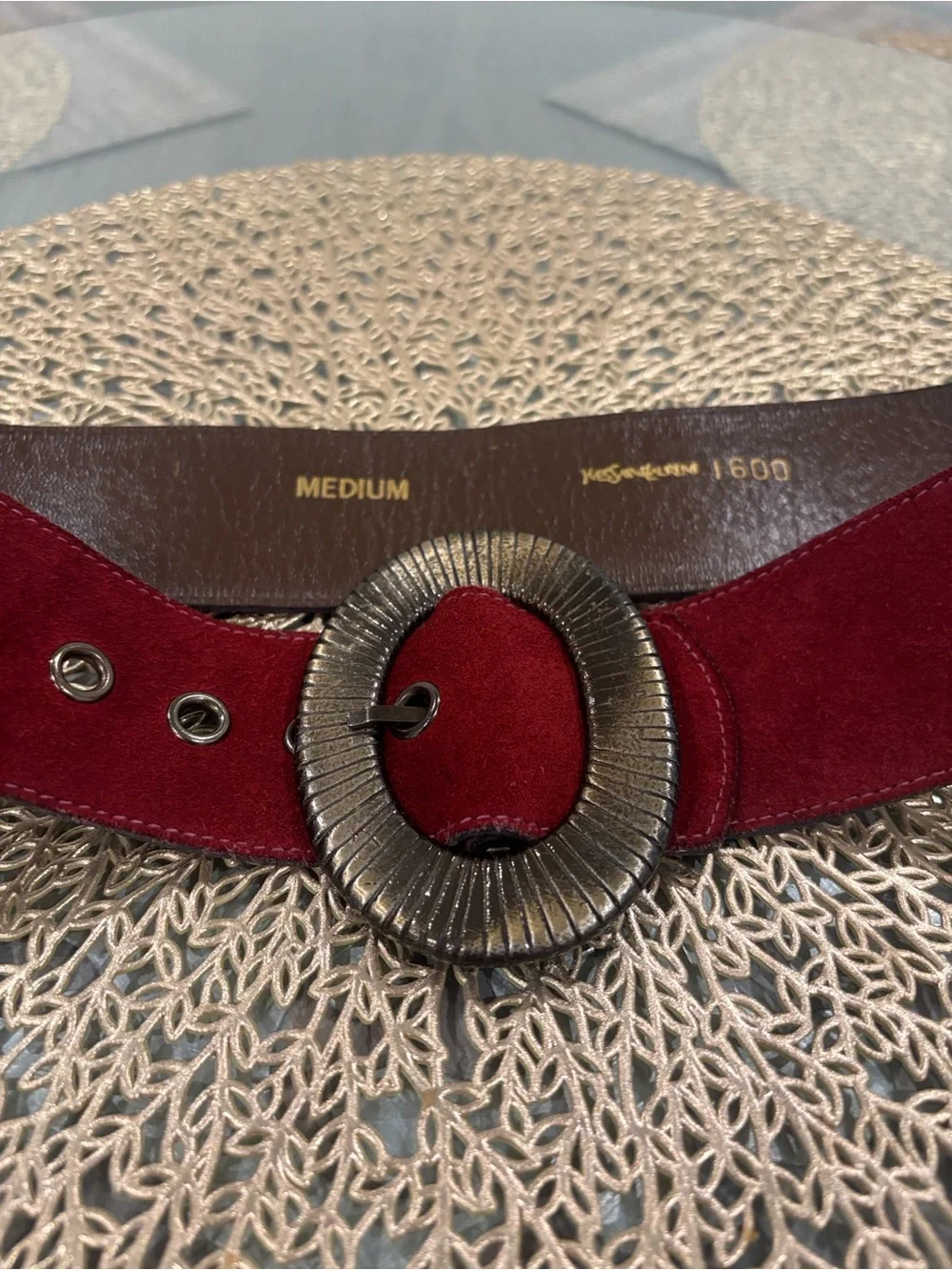 Yves Saint Laurent suede belt